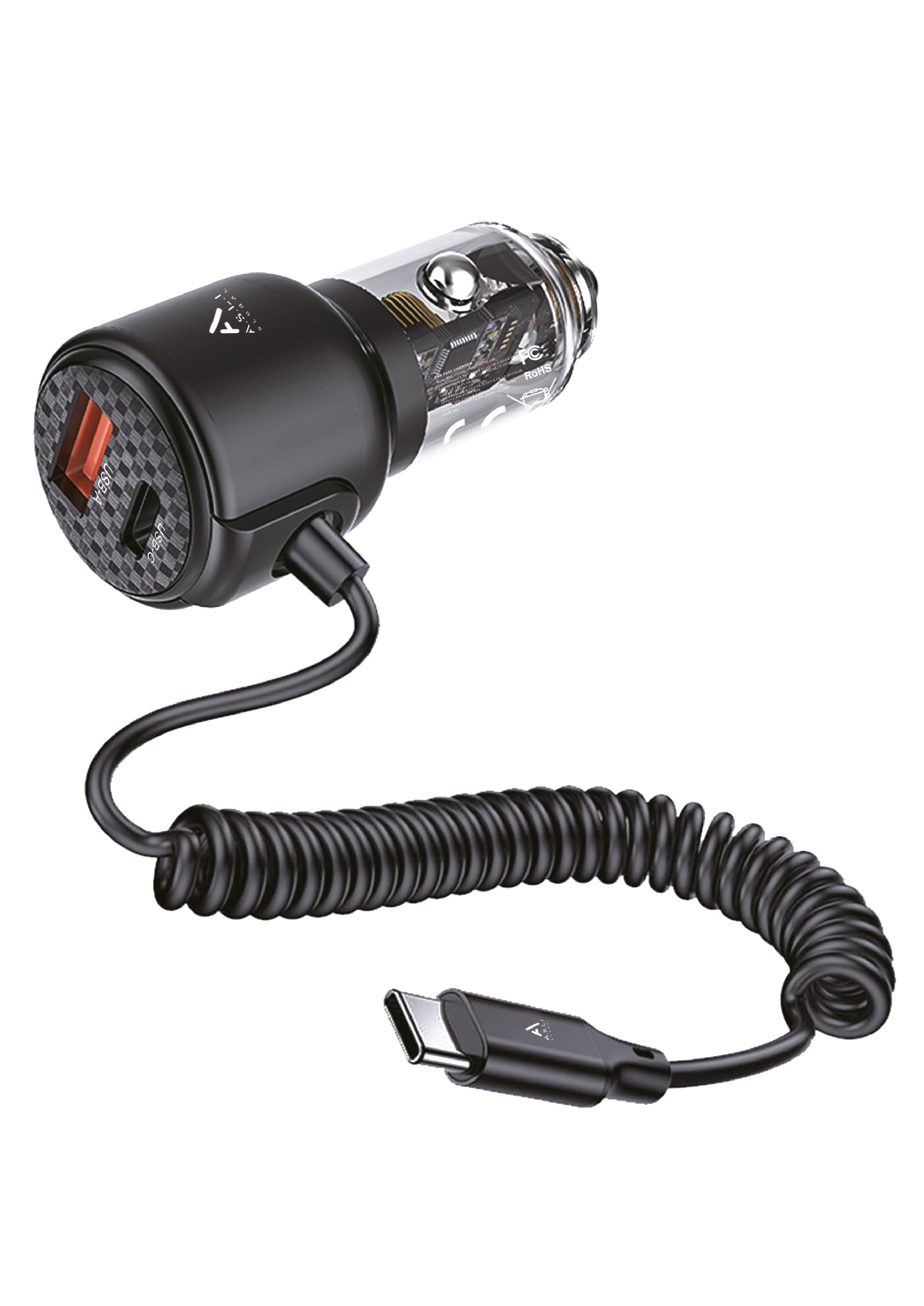 Asli Global POWER RIDE 110W Car Charger with USB-C Cable 2 USB Ports Asli Global POWER RIDE 110W Car Charger with USB-C Cable 2 USB Ports